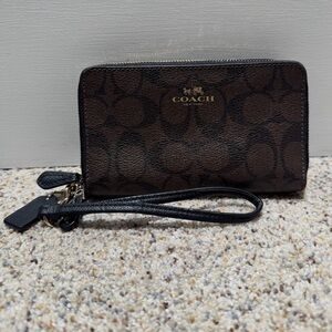 Coach Signature Brown Wristlet